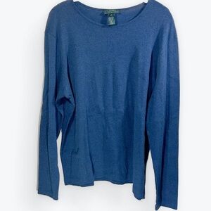 Lauren Ralph Lauren Blue Crewneck Long Sleeve Shirt 2X